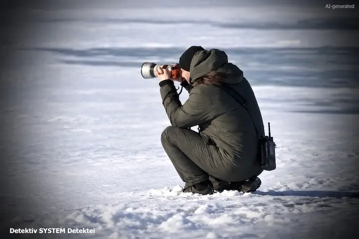 Privatdetektiv beim Beobachten eines Zielobjekts 