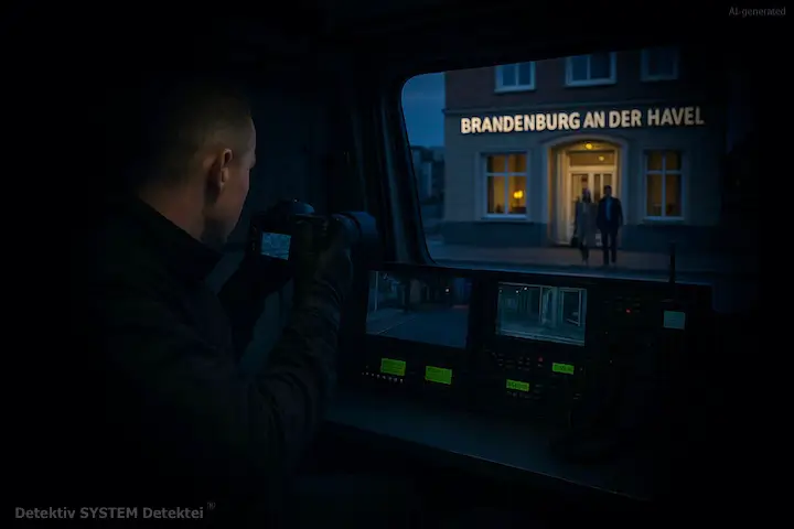 Beobachtungsbus der Detektei in Brandenburg an der Havel auf Observationsposten
