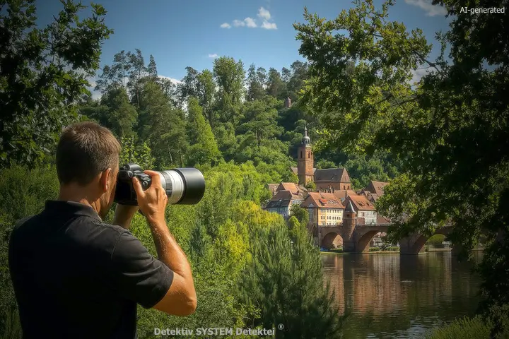 Beweisfoto in Miltenberg im "Kasten". Detektiv SYSTEM Detektei ® hat in Miltenberg in den zurückliegenden Jahren etliche Privat- und Wirtschaftsfälle erfolgreich bearbeitet. (Beispielfoto/AI-generated) DSD Detektiv observiert in Miltenberg