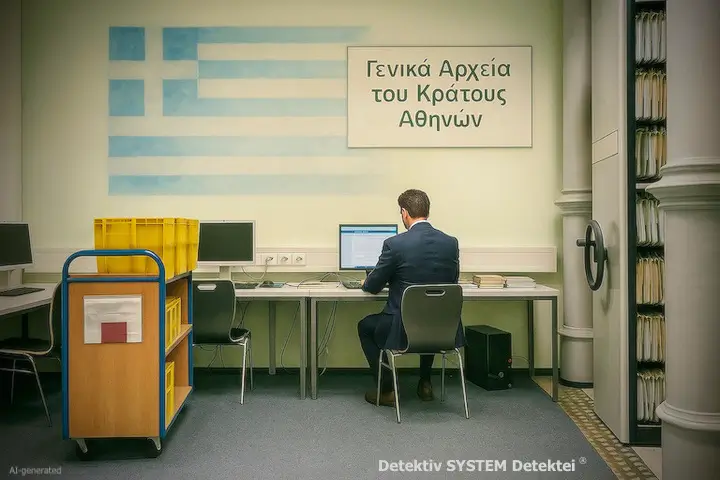 Detektiv SYSTEM Detektei geht in Griechenland in die Archivrecherche.