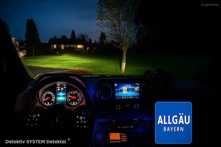 Observationsbus der Detektei in Kempten (Allgäu) auf Beobachtungsposten.