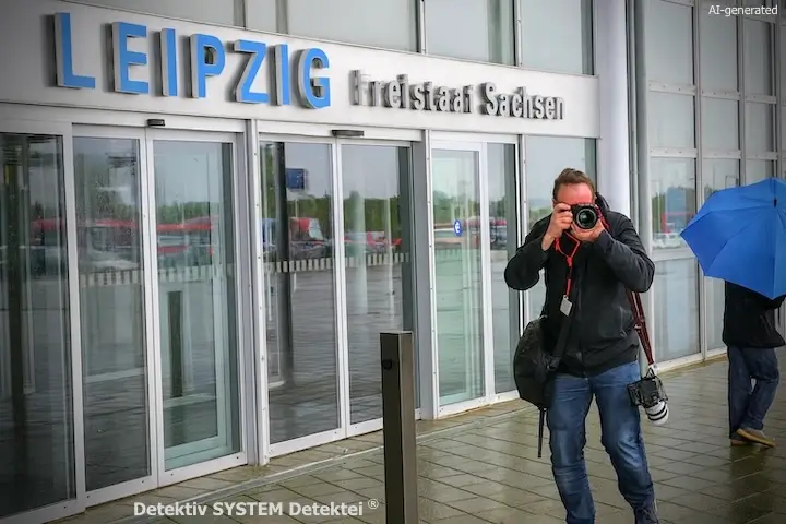 Privatermittler Leipzig (Maskierung Presse) fotografiert Zielperson. 