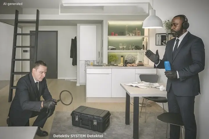 International erfahrenes Sweep-Team (Lauschabwehr) der DSD Detektiv SYSTEM Detektei GmbH beim Gebäude-Check in Gelsenkirchen